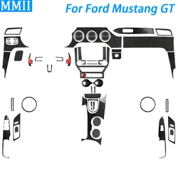 Ensemble de panneau de sortie d'air de changement de vitesse en fibre de carbone pour Mustang, autocollant d'accessoires intérieurs de voiture, garniture, 2015, 2016, 2017, 2018, 2019, 2020