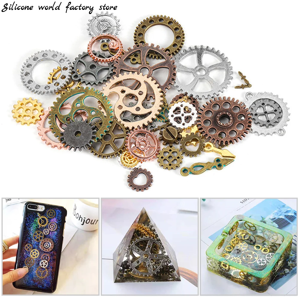 Silicone world 50g Metal Gear Clock Hand Jewelry Filling UV Resin Epoxy Mold Making Fillings Accessories For DIY Jewelry Crafts