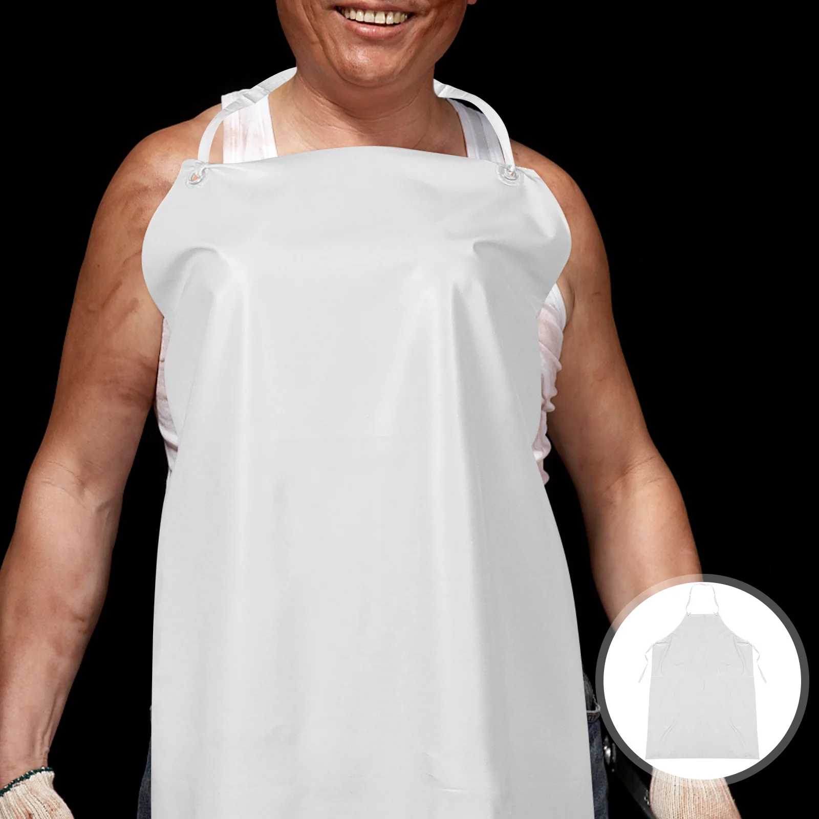 

Waterproof Apron White Thickened Oil Dishwasher Apron Waterproof Resistant Large Size Chef Kitchen Dishwashing Adults Lab Work