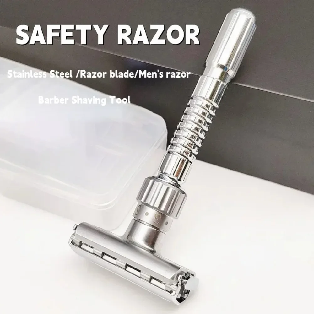 New Adjustable Stainless Steel Razor Double Edge Mens Safety Shaving Mild to Aggressive 1-6 File Zinc Alloy Shaver With 5 Blades