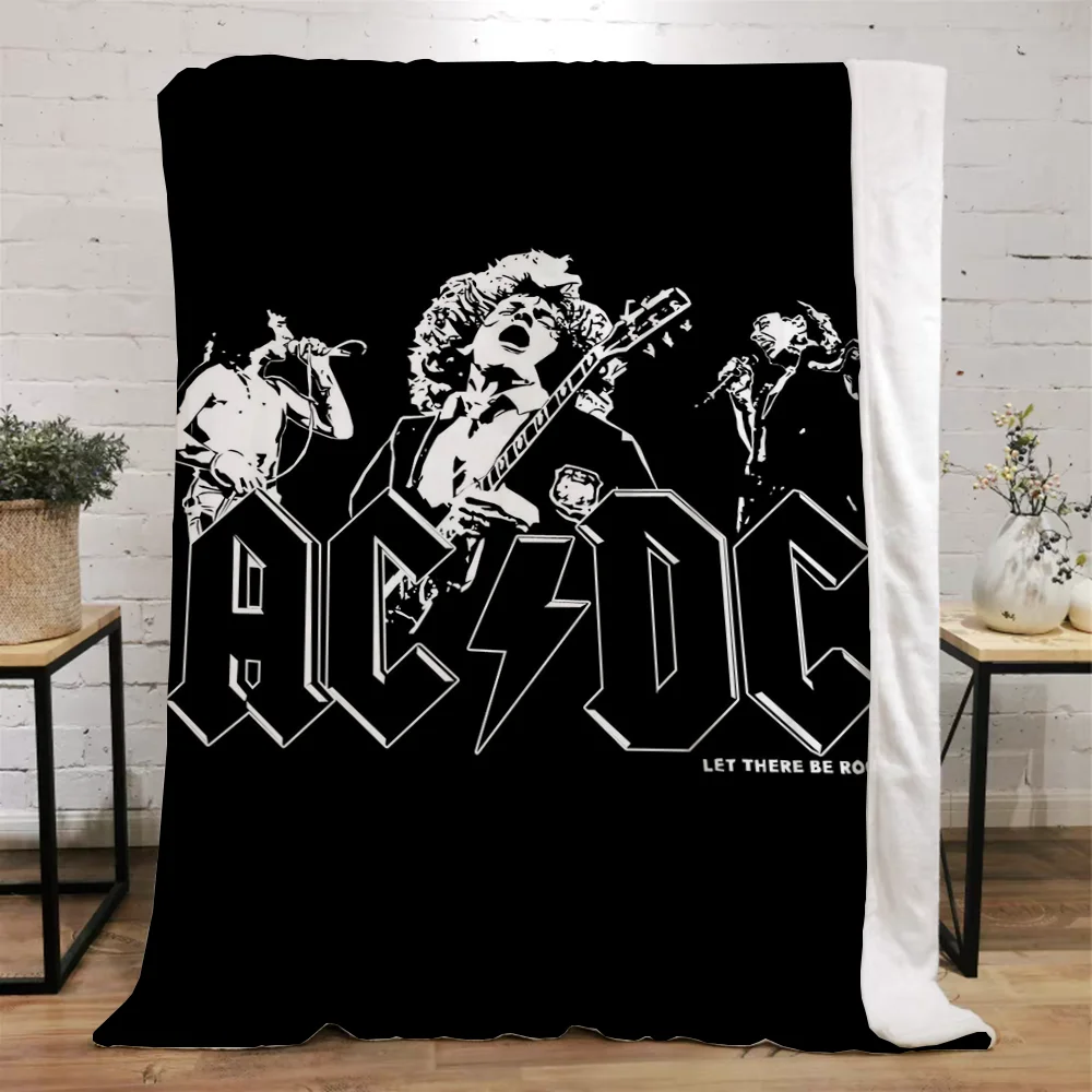 Rock-ACDC Fluffy Soft Blankets and Throws Anime Blanket King Size Luxury Bedding Interior for Home Beach Towel Bed Throw Knee &