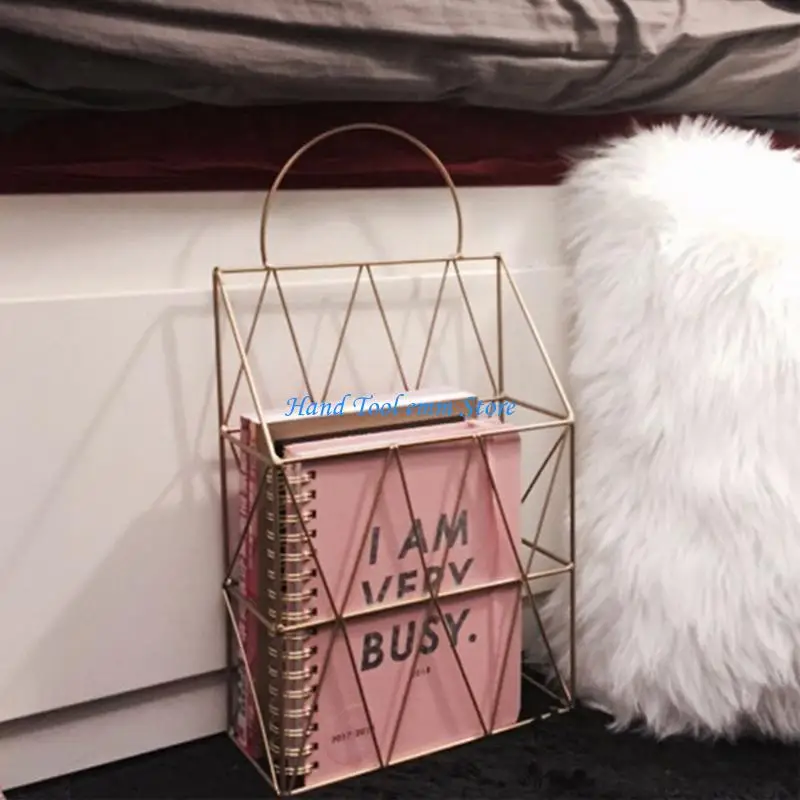 H37F Multifunctional Iron Wire Magazine File Book Holder Heavy Duty Hollow-out Metal File Book Holder for Office