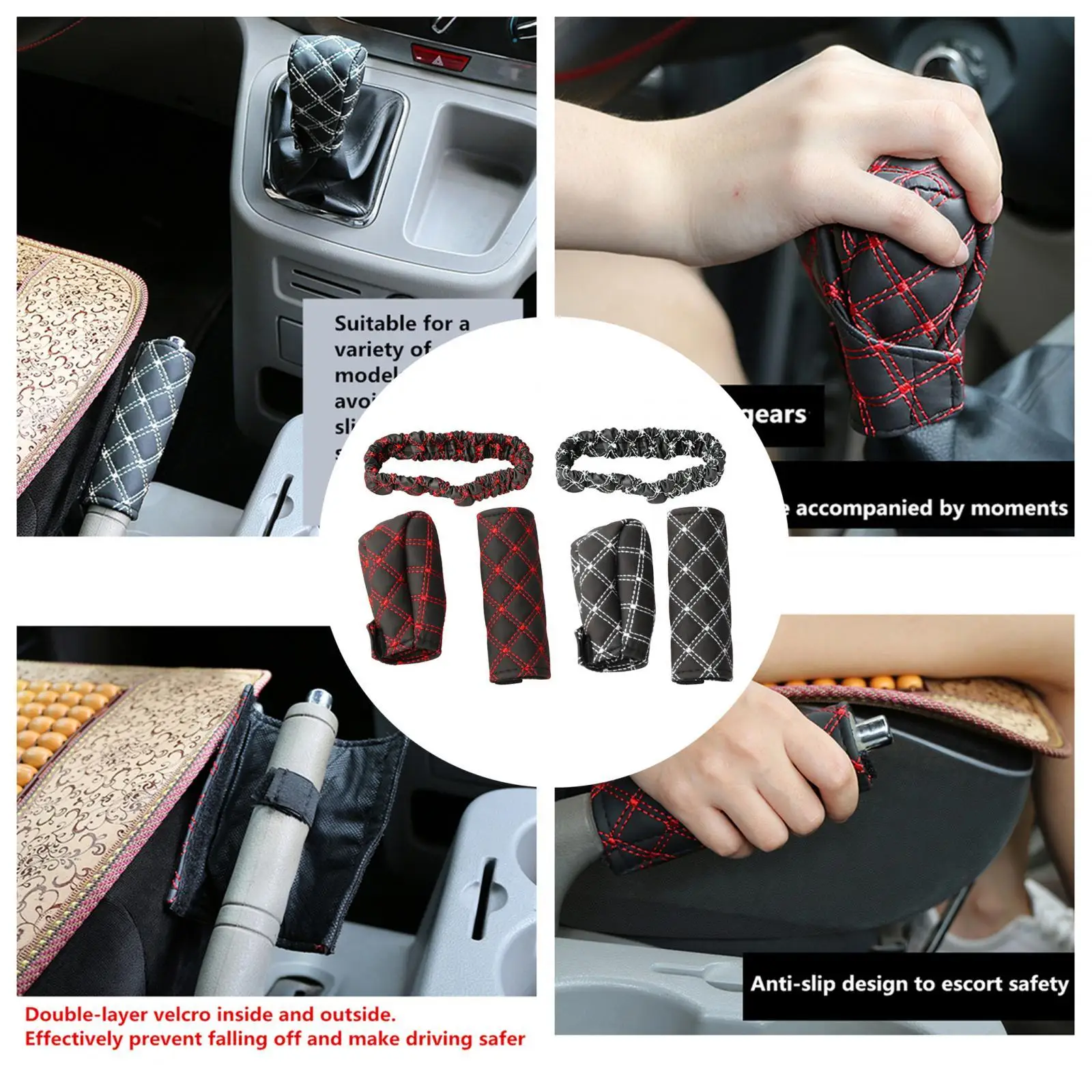 

3Pcs/Set Handbrake Covers Gear Shift Knob Covers Car Interior Decoration