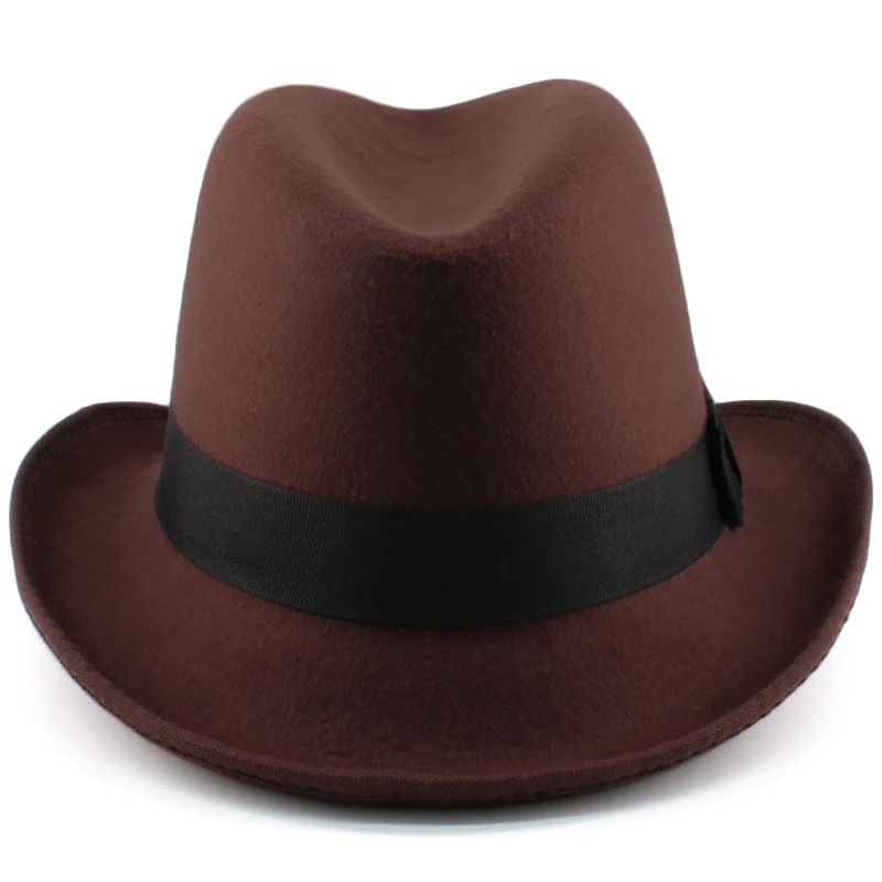 Männer Frauen Klassische Retro Wollmischung Homburg Hüte Woll-Fedora-Kappen Trilby Sonnenhut Reise Party Einstellbar UK M-L US 7 1/8-7 3/8 – Detail 7