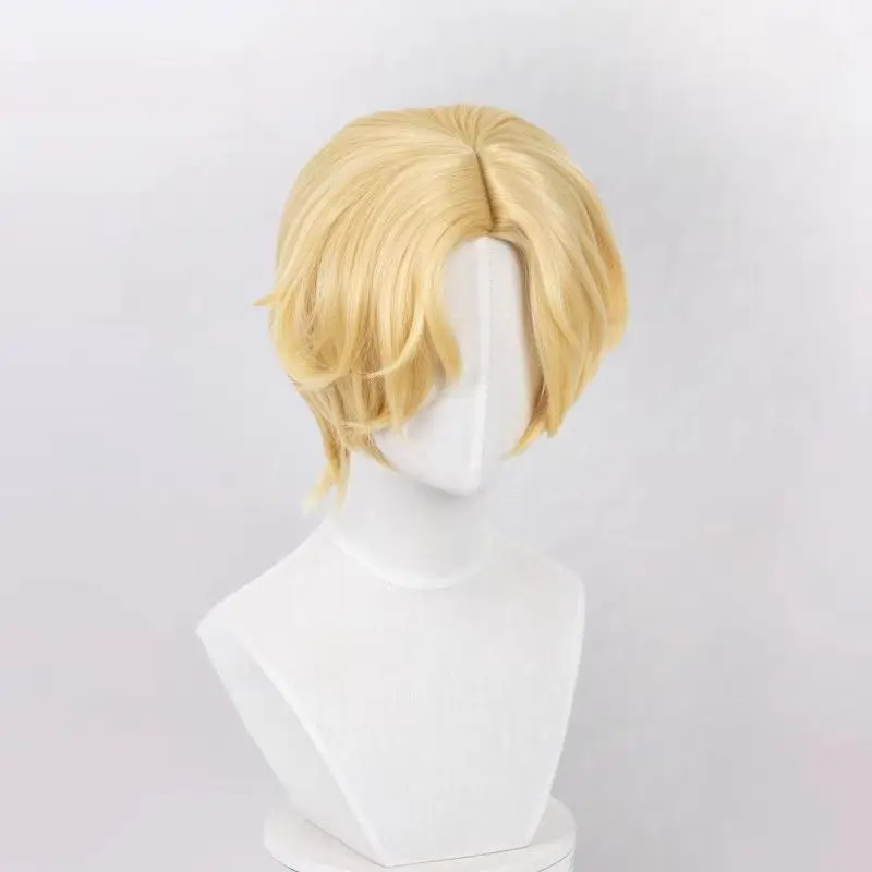 Anime Alien Stage LUKA Cosplay Wig Golden Short Hair Heat Resistant Synthetic Wig Cap Masquerade Carnival Party Prop