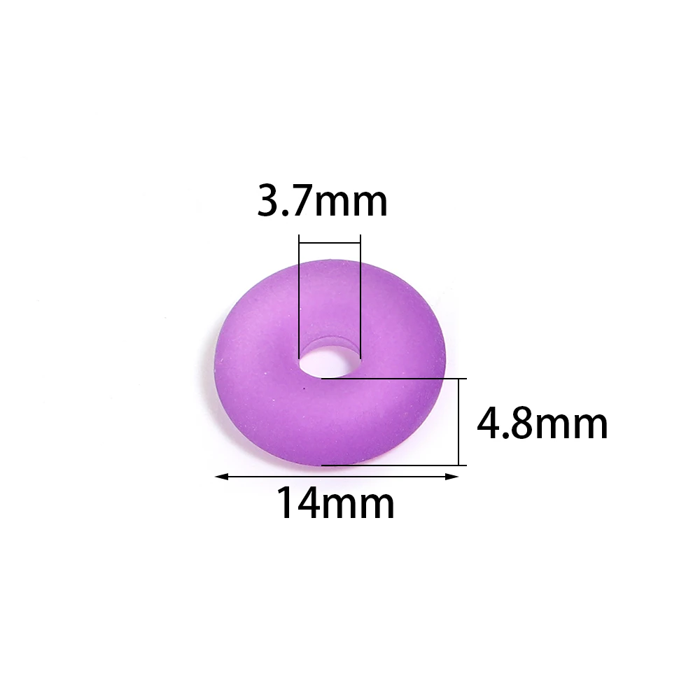 10pcs 14mm Candy Color Acrylic Beads Mixed Color Doughnut Loose Spacer Beads For Jewelry Making DIY Bracelets Necklace Keychain - view 2