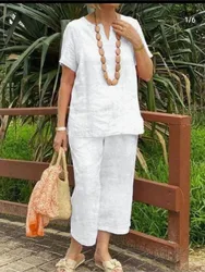 Short-sleeved Shirt Elastic Waist Pants 2-piece Set Loose And Casual Summer Fashion Elegant Solid 2 Piece Set Womens Clothing