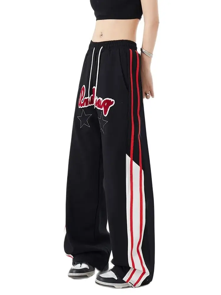 American Vintage Line 90S Spicy Girl Y2K Color Block High Street Street Dance Pants Design Sense Casual Loose Straight Leg Pants