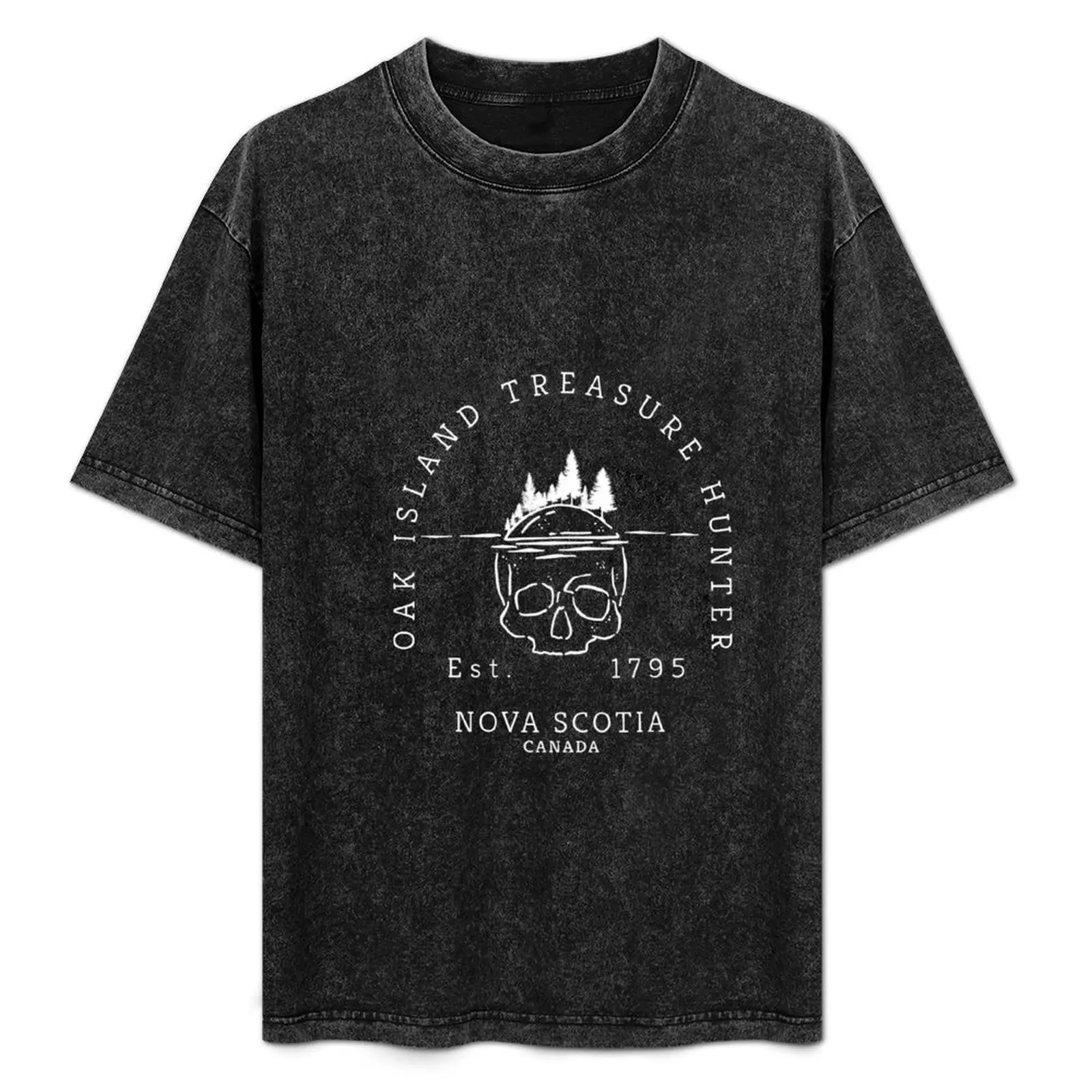 

Oak Island Treasure Hunter Skull Gift T-Shirt Christmas Casual Short Sleeve Top