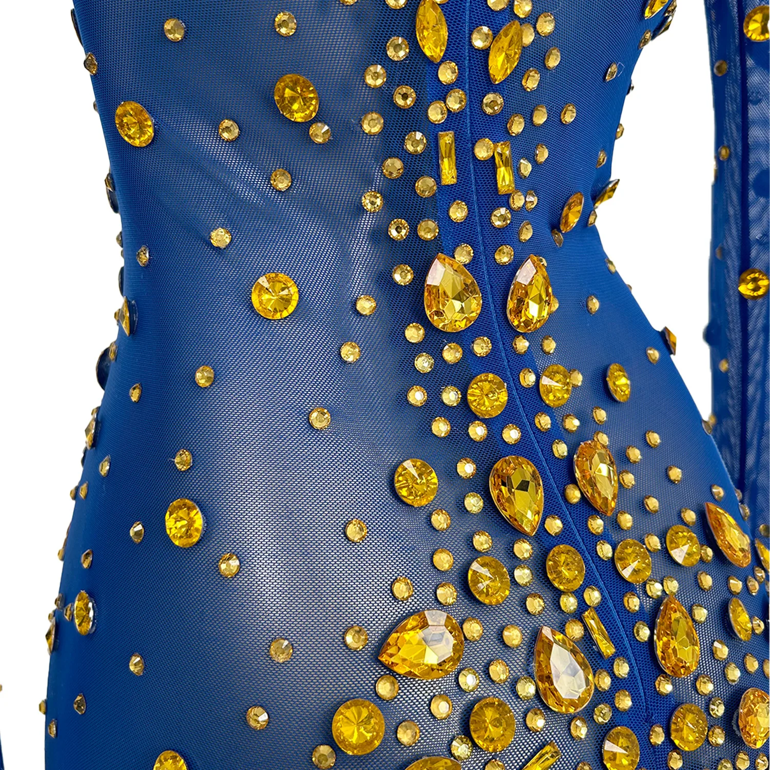 

Sparkly Full Diamonds Long Dress for Women Sexy Sheer Mesh Birthday Celebrate Party Evening Gown Photo Shoot Wear Show Costume