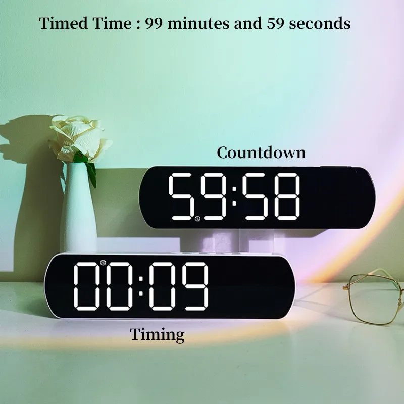 Digitaler Wecker TEMP Luftfeuchtigkeit Datum 2 Alarme Countdown-Timing DST Snooze Tischuhr Auto dimmbar 12/24 Stunden LED-Uhr für Dekor – Detail 12
