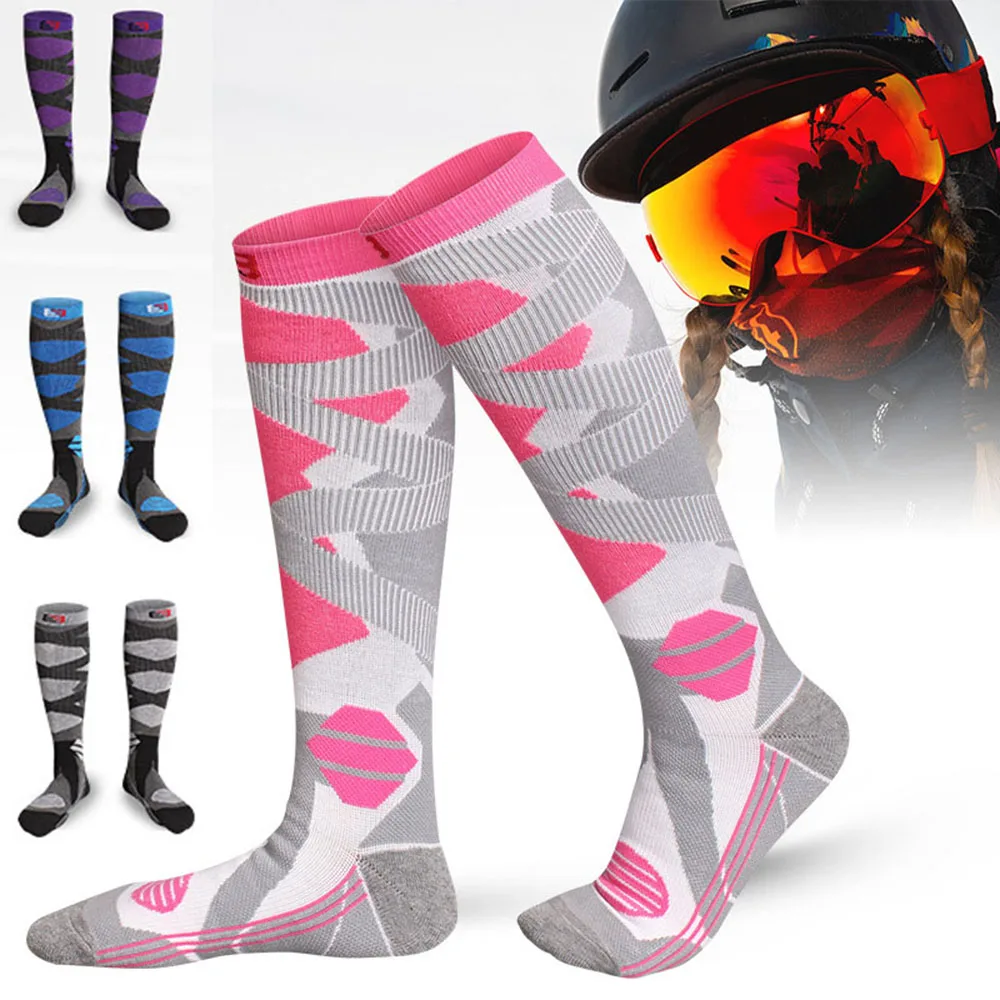 1 Pair Winter Warm Thickening Skiing Stockings Hiking Socks For Women Men Anti-Cold Skiing Outdoor High Sports Stockings Hot