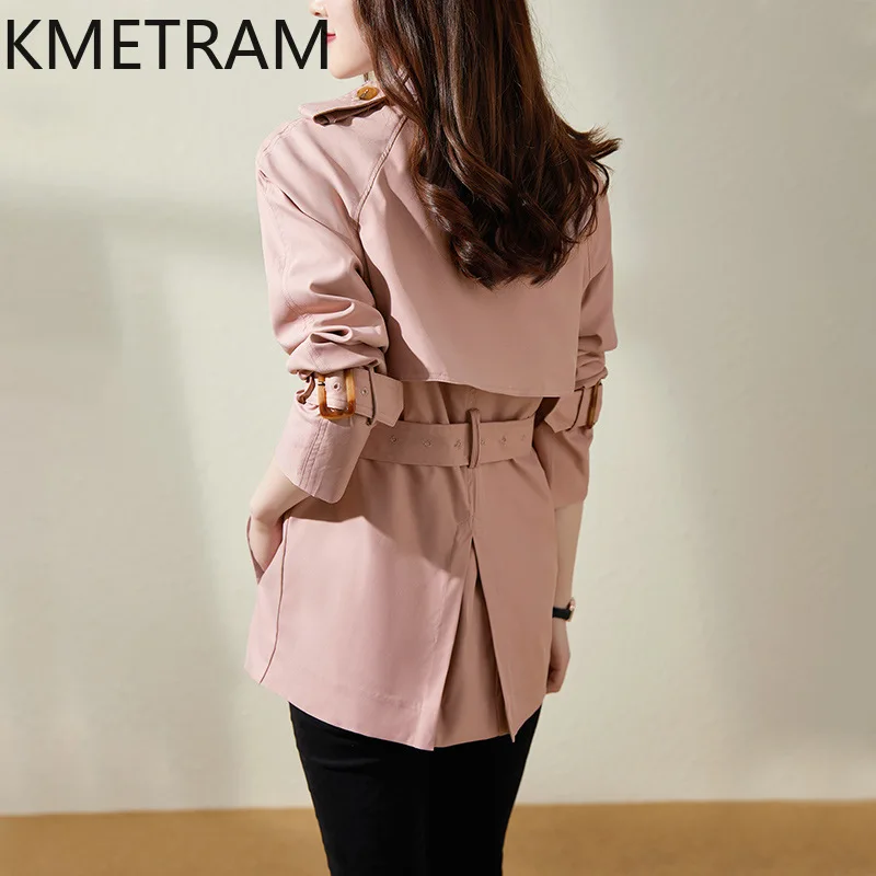 KMETRAM Luxury Trench Coats Turn-down Collar Short Coat Elegant New in Outerwears Fall Clothes 2024 Women Ветровка Женская