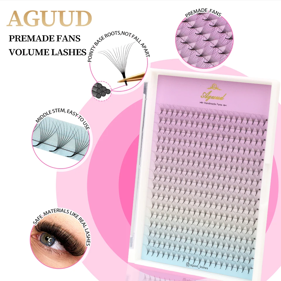 

AGUUD New Pointy Base Russian Volume Fans Eyelashes 320/640 Fans Premade Lash Fans 3D 5D 6D 8D 10D 12D Faux Mink Lash Extensions