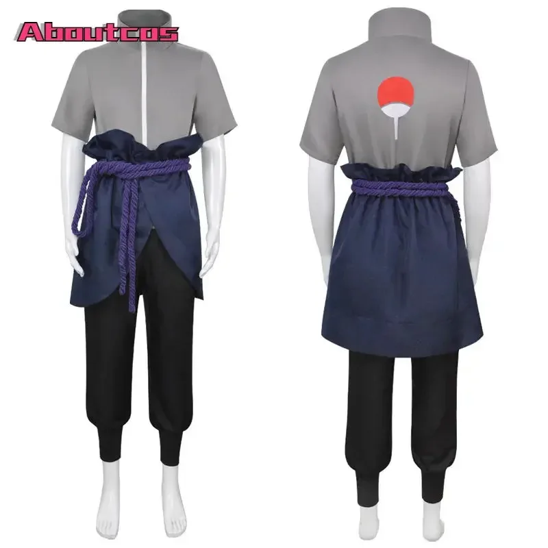Aboutcos Uchiha Sasuke أزياء تنكرية بدلة أنيمي ملابس الهالوين الهزلية