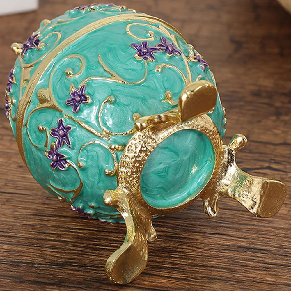 Russian Enameled Easter Egg Jewelry box Hand Painted Jewelry Trinket Box for Home Decor Necklace Earring