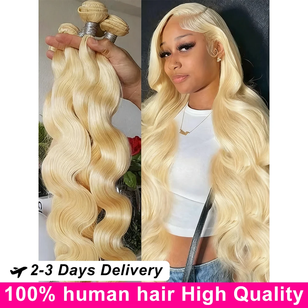 14A 613 حزم الشعر البشري الجسم موجة الشعر البشري طويل 100% الشعر البشري شعر أشقر تمديد ضفيرة شعر برازيلي حزم 40 بوصة