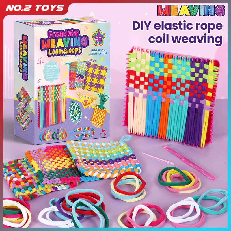 نول النسيج عدة لعب الاطفال الكبار يدويا مطاطا حبل الحلقات DIY بها بنفسك هدايا عيد الميلاد لفتاة المنسوجة سلسلة مضفر الحلقات آلة