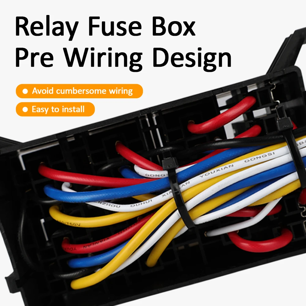 Earu12V Relay Box 6 Way Relay Fuse Box 12 AWG Pre-wired Waterproof Relay Box 6 Slot ATC/ATO Fuse Relay Block for Car Marine