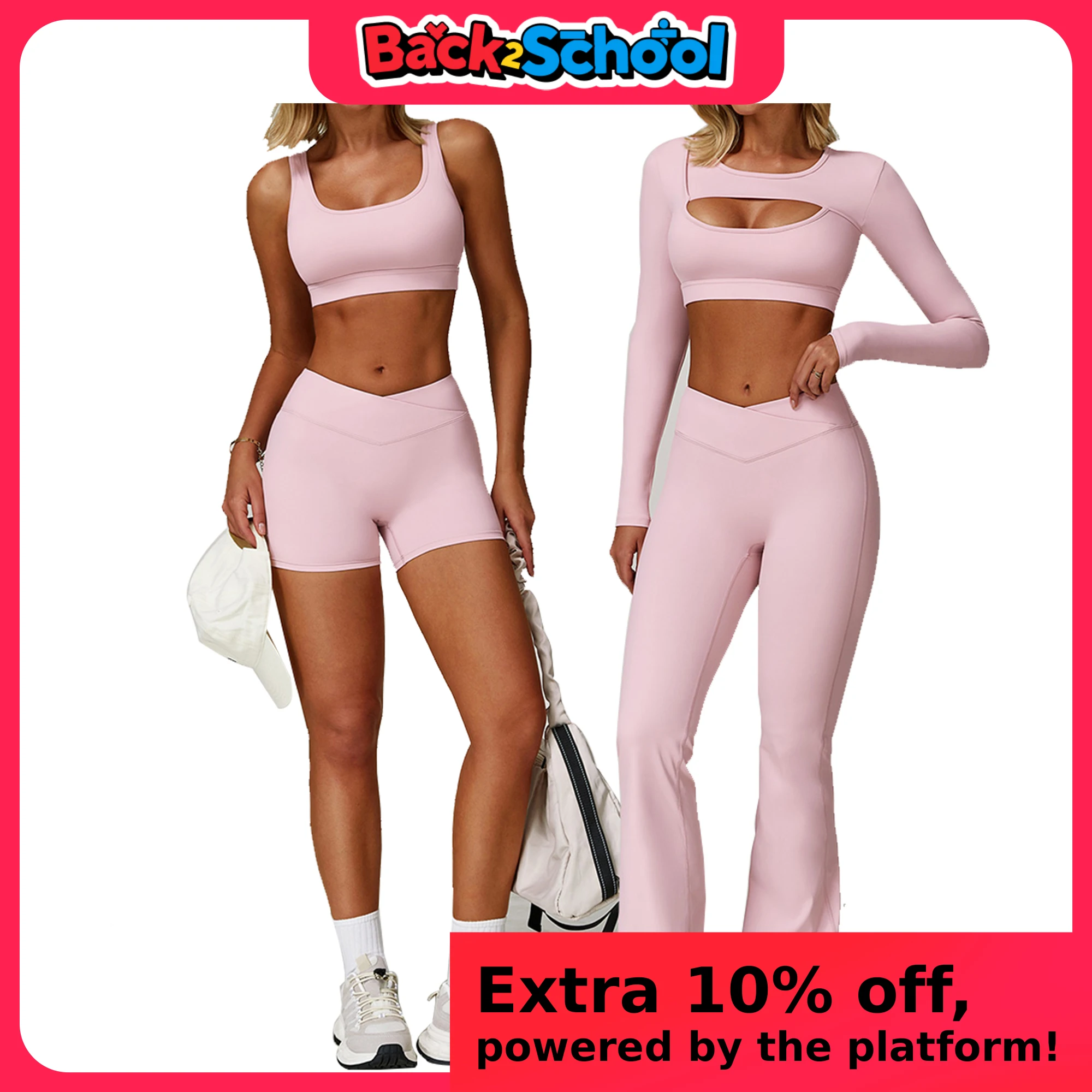 

Yoga Set 2PCS Women Tracksuit Gym Long Sleeve Sportswear Workout Clothes Athletic Wear Legging Fitness Bra Crop Top Sports Suits
