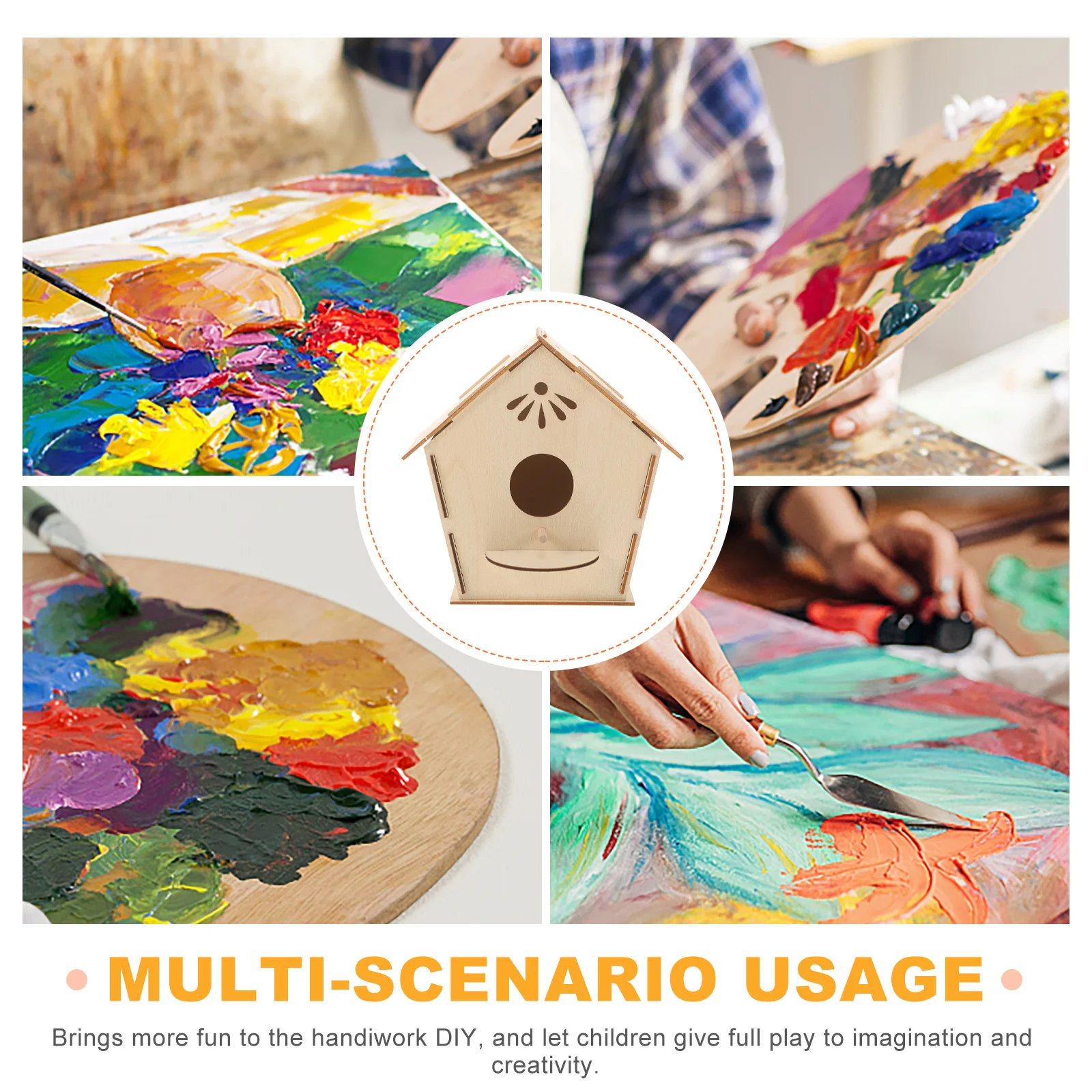 بيت الطيور الخشبي الحرفية دهان داي بيت الطيور الخشبي للأطفال الإبداع اليد اللوحة الحرفية DIY لعبة الكتابة على الجدران الخشبية #4