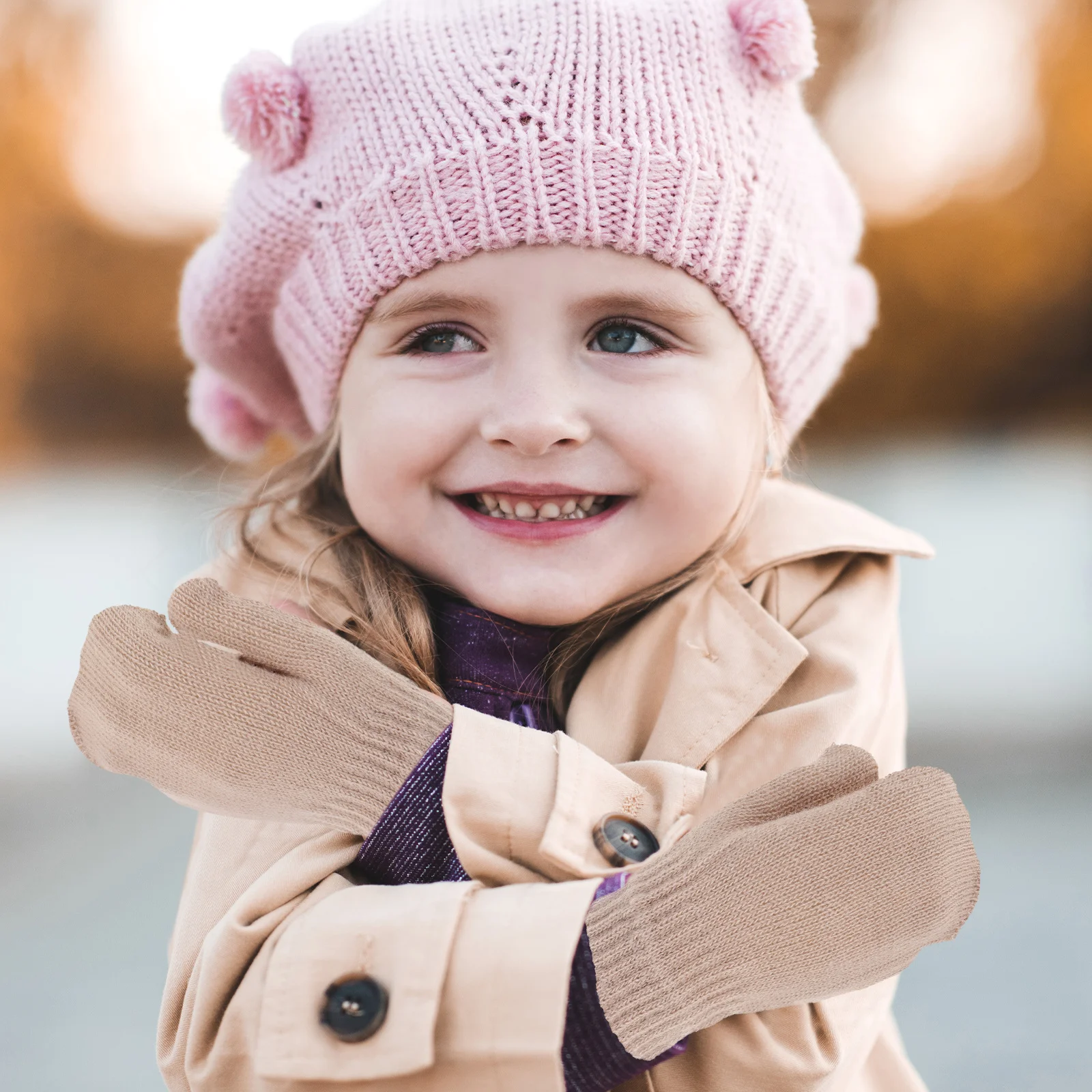 

Winter Gloves Girls Mittens Baby Newborn Double Layer Babies Boy Acrylic for Kids Child Toddler