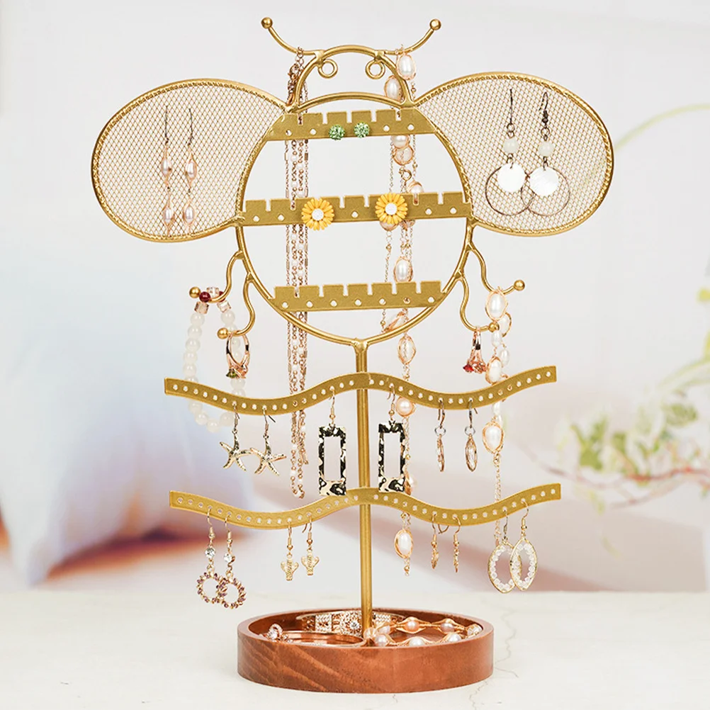 

Деревянная подставка для ювелирных изделий, многофункциональный органайзер для серег, ожерелий, браслетов и часов, настольная подставка для хранения