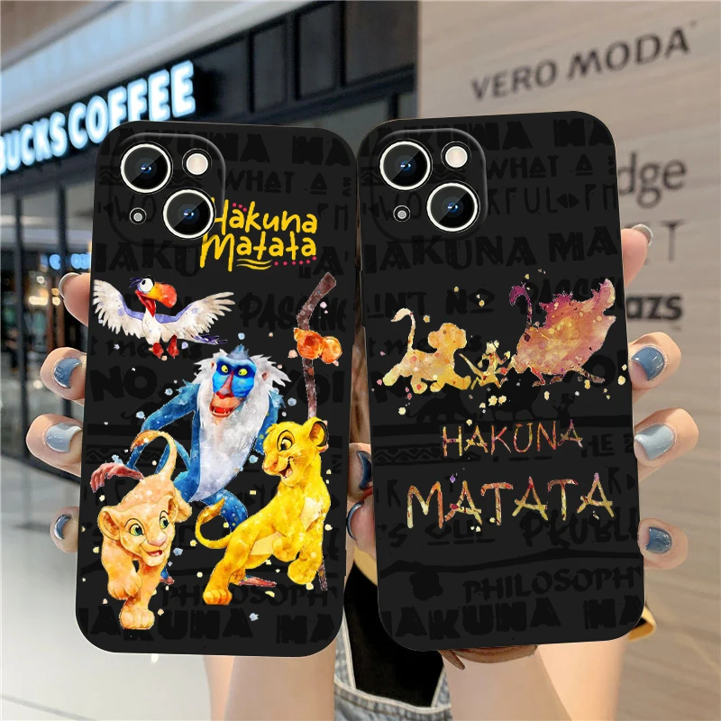 

Disney Lion King Cute For Apple iPhone 15 14 13 12 Mini 11 XS XR X 8 7 Pro Max Plus Soft Silicone Black Phone Case
