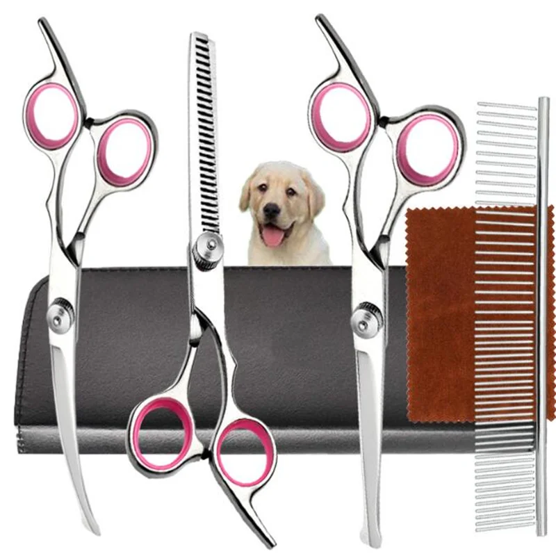 Pet Grooming Clipper Hund Katze Friseur Scheren Set Gerade Gebogene Effilierschere Kit 6 "Haarschneiden Für Schwere Mantel Pelzschnitt