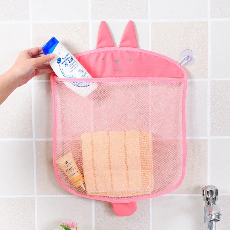 Children\'s bath toys storage mesh bag toy bag waterproof draining cartoon cute duck baby bathroom with suction cup hanging bag