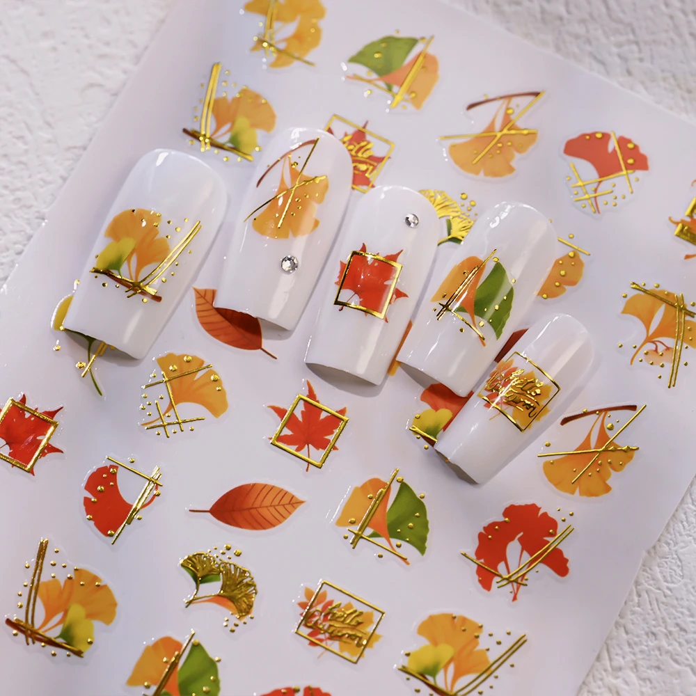 1 قطعة ثلاثية الأبعاد هالوين مابل ليف اليقطين مسمار الفن ملصق الخريف الشكر أوراق القيقب الأظافر الشارات سقوط النبات مانيكير ديكور & 1