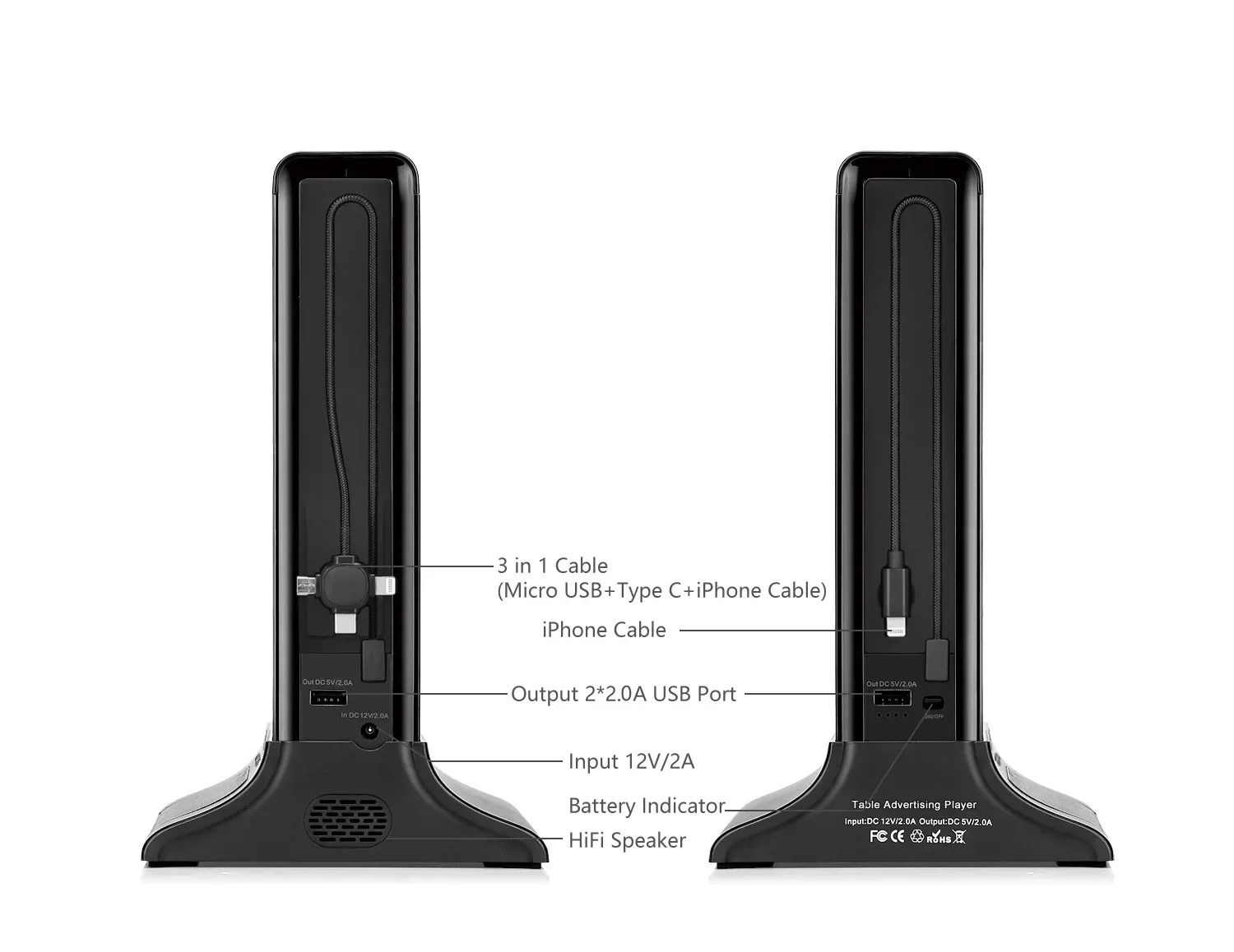 Stasiun Pengisian Ponsel Restoran Bank Daya Menu Layar Sentuh 7 Inci Elektronik Inovatif Baru untuk Iklan