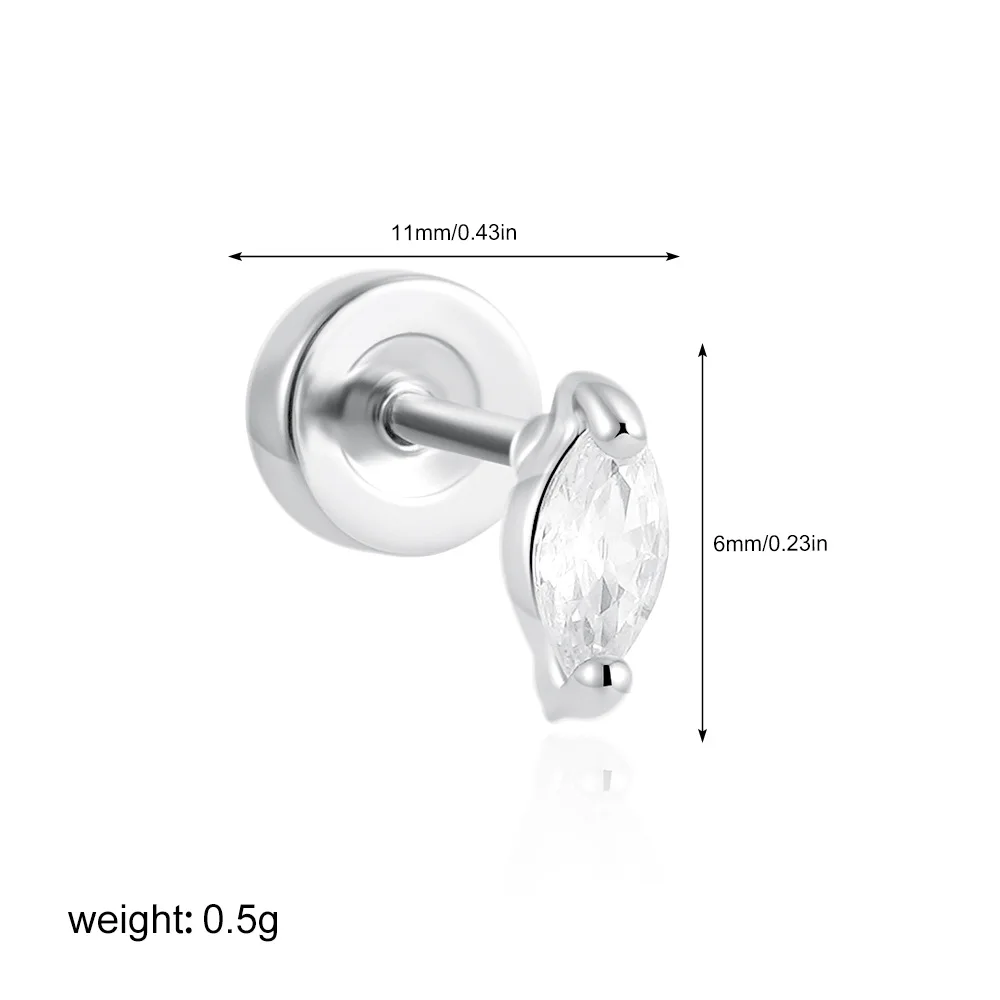 1PC Chirurgische Edelstahl Ohrringe für Frauen Zierliche Ohrringe mit flacher Rückseite Ohrstecker 20G CZ Knorpel Helix Tragus Conch Lobe Piercing – Detail 23