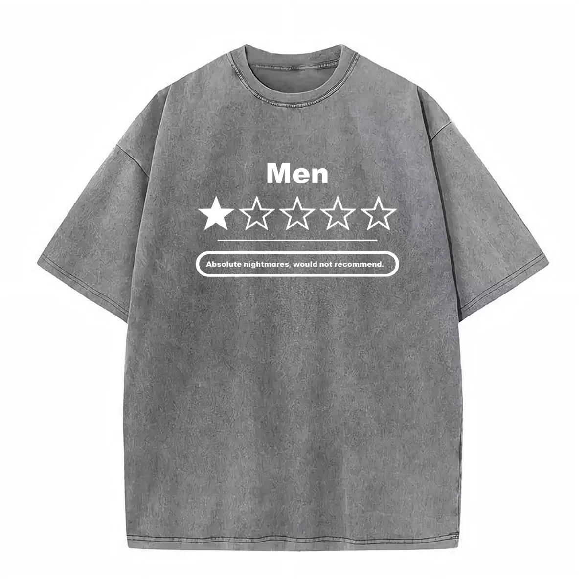 Men One Star Review Absolute Nightmares Would Not Recommend Funny Graphic T Shirts Men's Clothing Vintage Washed Cotton T-Shirts