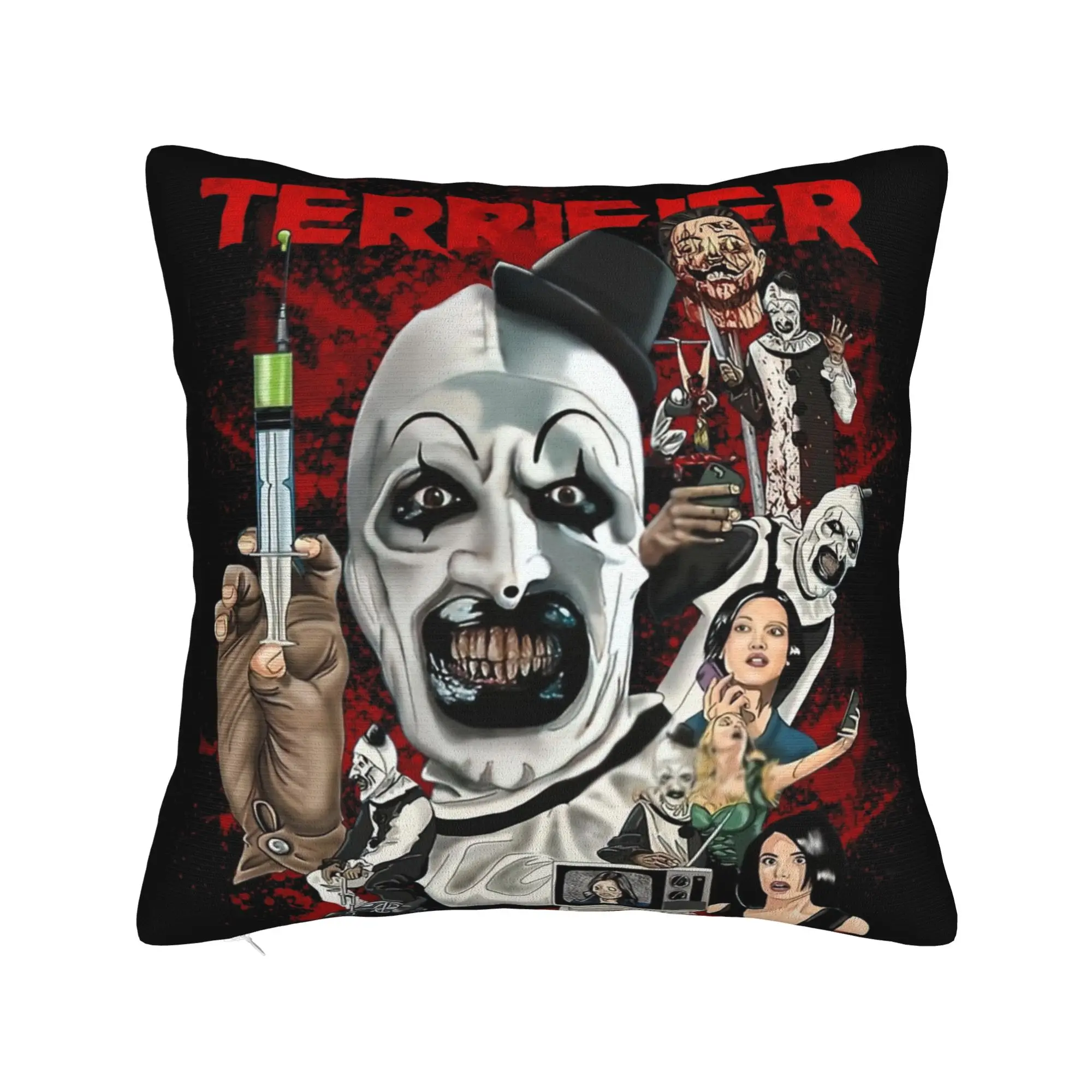 Terrifier Clown Pillowcase Soft Polyester Cushion Cover Decorative  Pillow Case Cover Home Square 40X40cm
