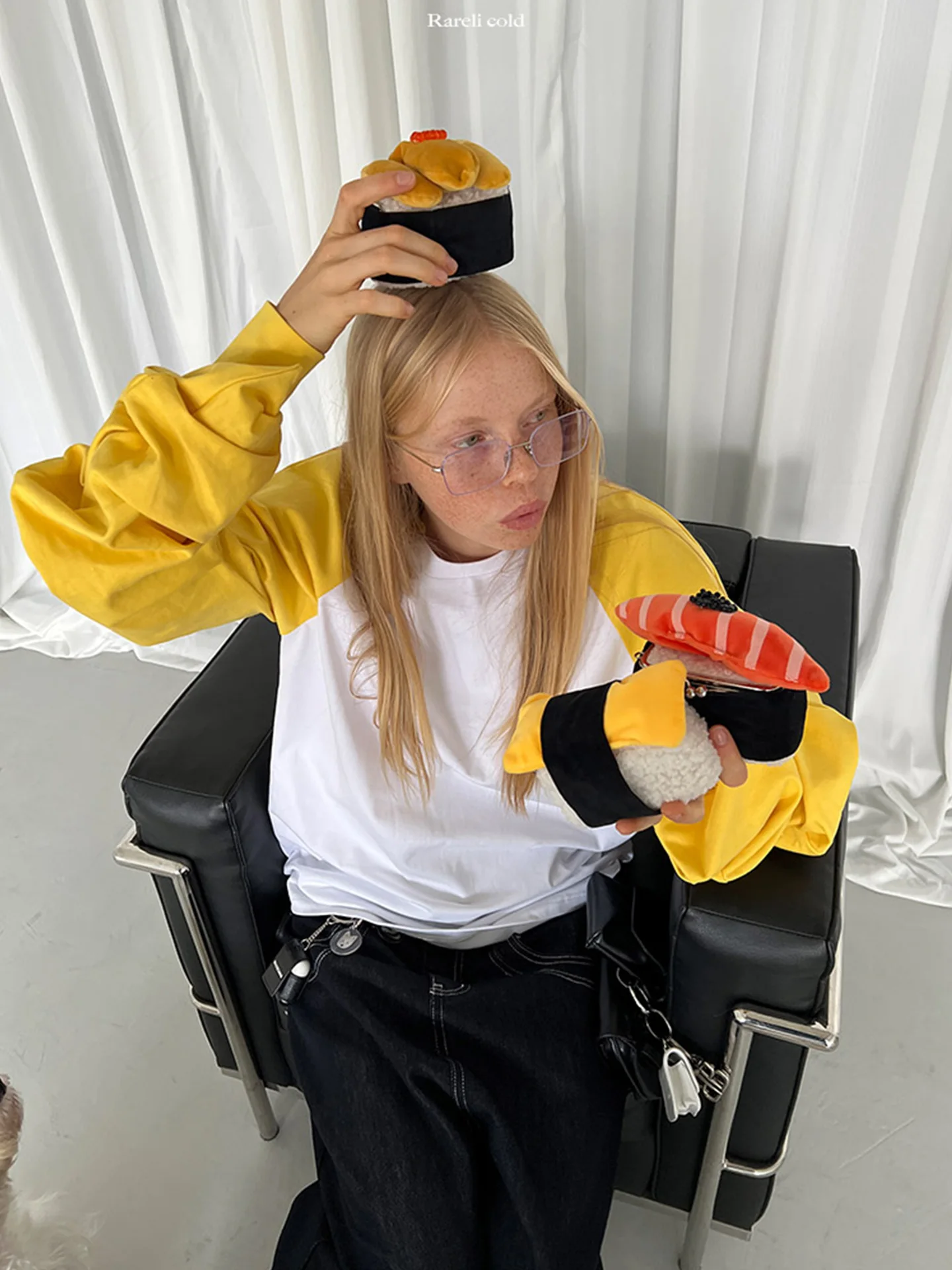 

Rorio Rarelicold Mango Yellow Long Sve oulder Insertion Overlap Sve Front Ba Wear Cotton Loose Fit Neutral Sle