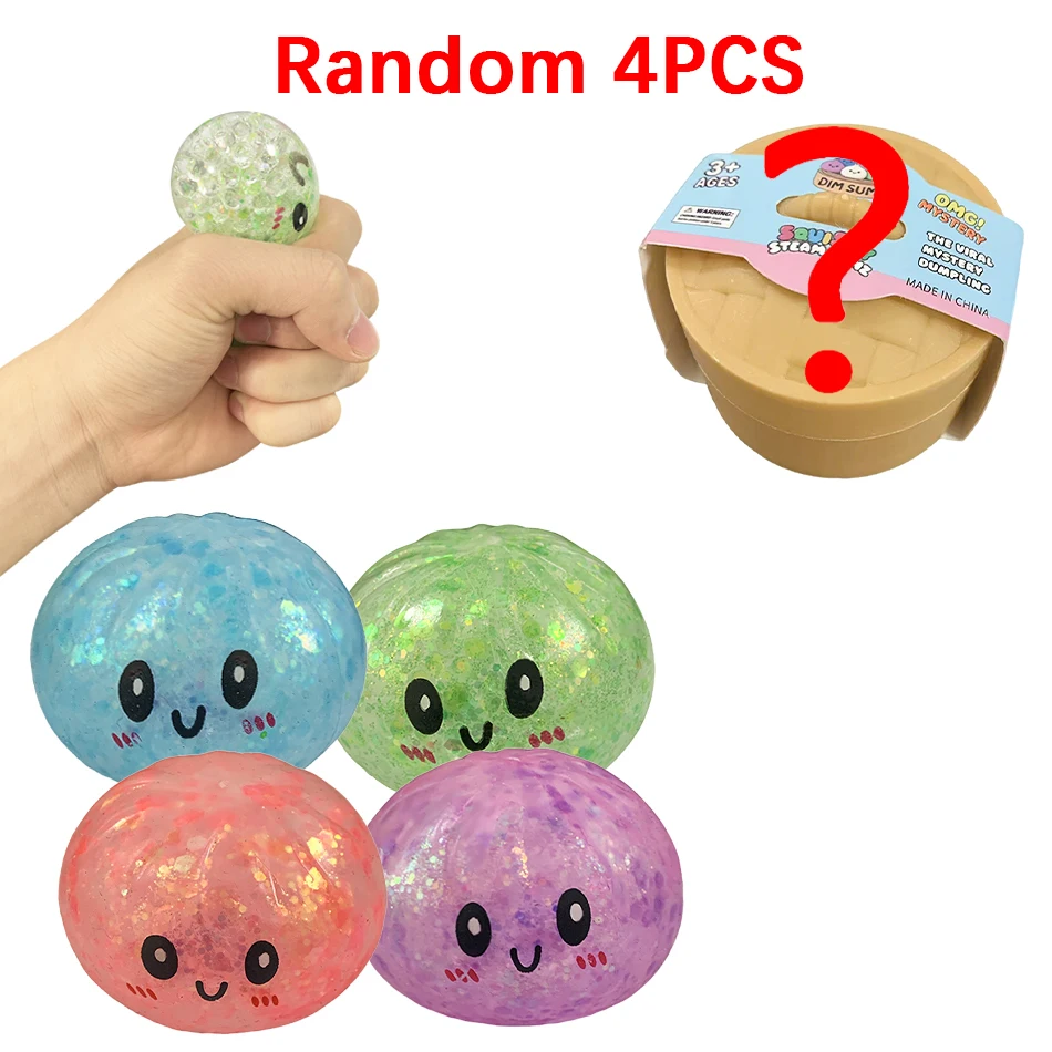 Simulated Bun Stress Relief Toy,Water Texture Slow Rebound Fake Food Model,Squishy Stress Relief Toy,Random Blind Box Style