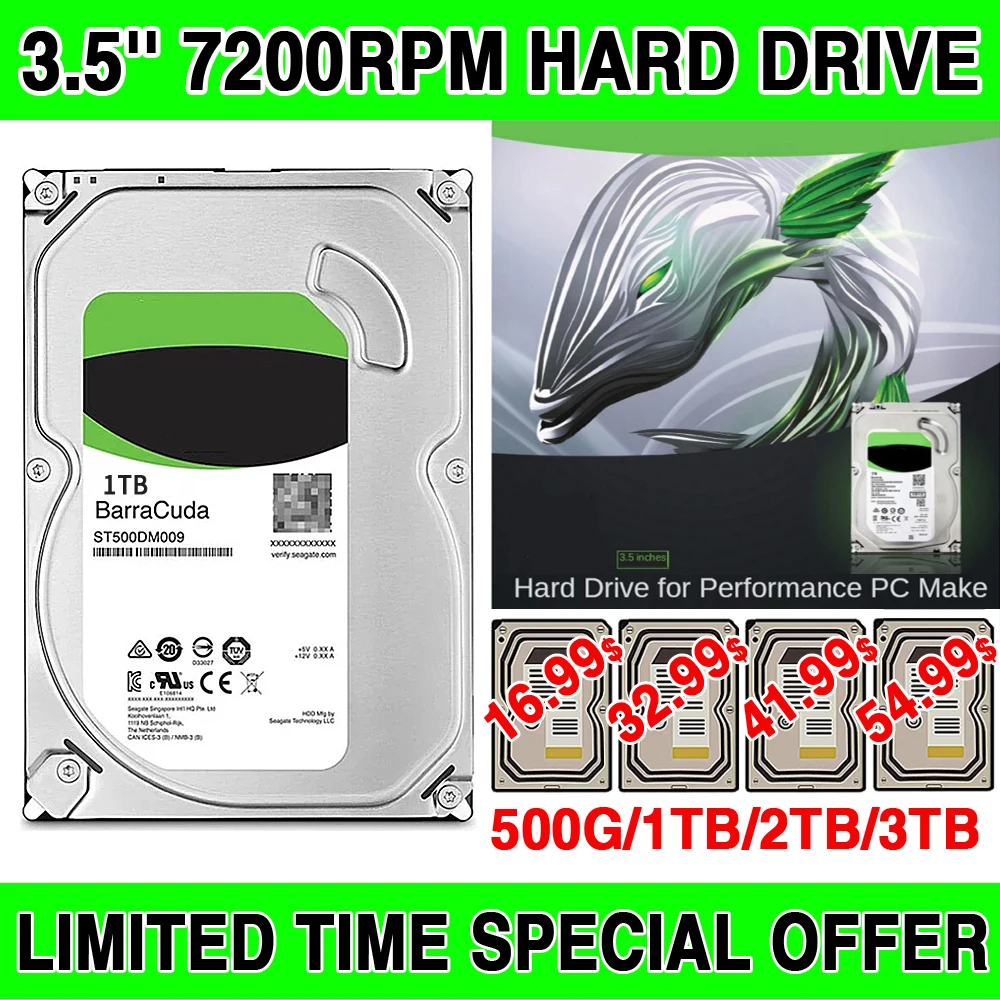 500GB 1000G 3.5\'\'Inch 1T 2T 3T 4T Internal Mechanical Hdd Hard Disk Drive SATA3 64M 6Gb 7200RPM Monitor CCTV DVR NVR PC Computer