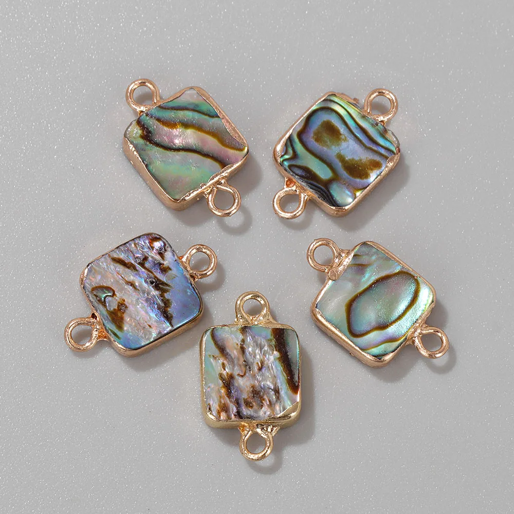 2PCS Natural Abalone Shell Pendant Charms for Jewelry Making