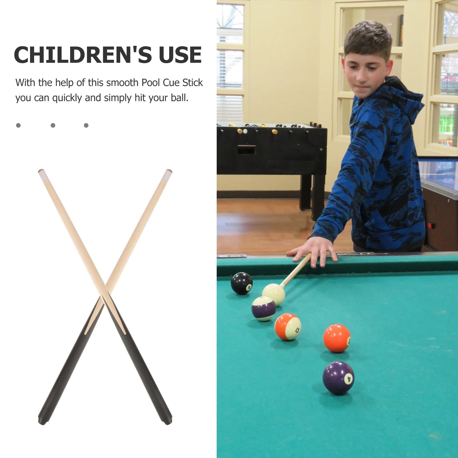 Queue Children's Billiard Stick Pool Table Cue Sticks Set Wood Short Toddler Snooker