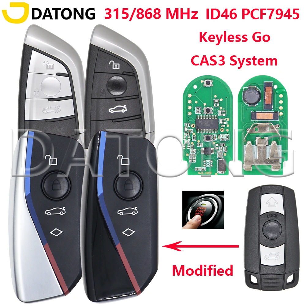Datong 315/868 FSK CAS3 CAS3+ Modified ID46 PCF7945 Keyless Go Car Key For BMW 1 3  5 6 X5 X6 Z4 E90 E91 E92 E93 E60 E61 E70