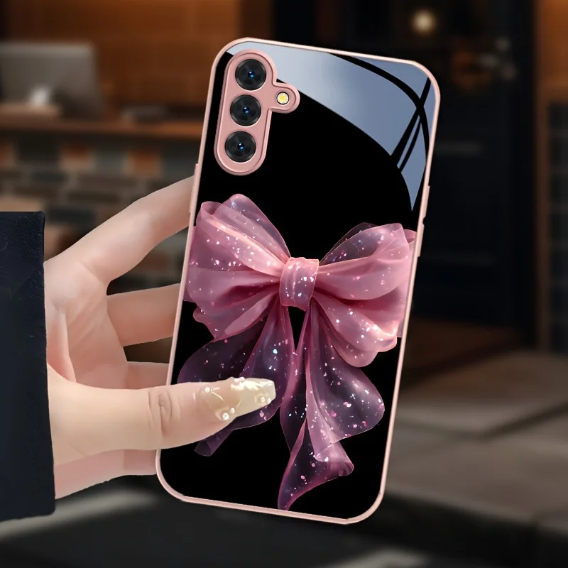 

Versatile Pink Glass Phone Case, Suitable for Samsung Galaxy S26/S25/S24/S23 Ultra /S22 Ultra/S20 Ultra/56/A72/A73 5G