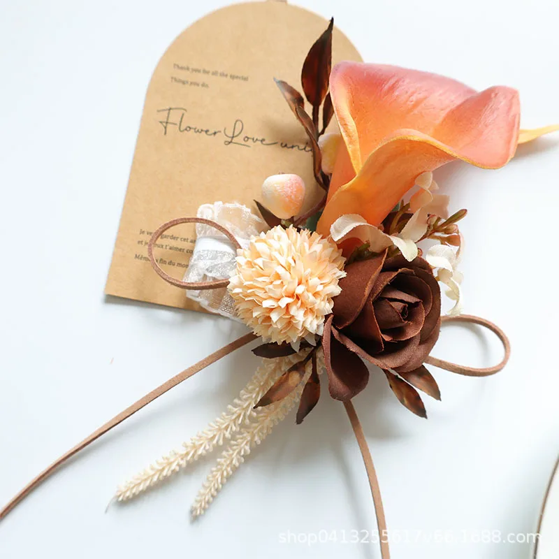 25069 كالا زنبق العروة للرجال، الصدار المعصم الزهور الاصطناعية لديكور الزفاف/حفلة موسيقية/العودة للوطن، الخ قارب بساتين الفاكهة