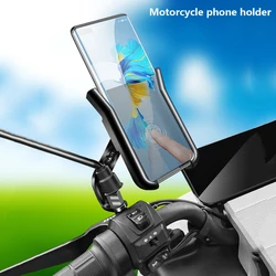 Soporte de teléfono para bicicleta y motocicleta, montaje para manillar, Mirrow retrovisor, bloqueo rápido, soporte para teléfono, Clip antideslizante para bicicleta y Scooter