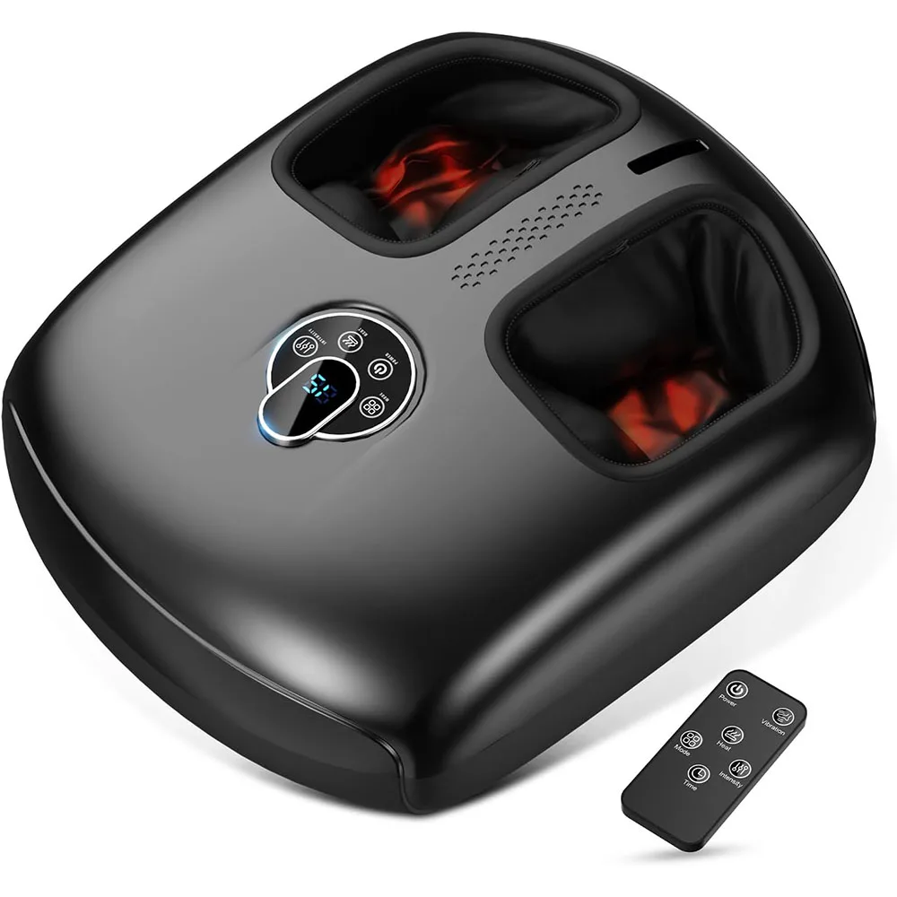 Electric Shiatsu Foot Massager Air bag Massage Machine Heat Vibration Deep Kneading 4 Modes 5 kneeding Levels Blood Circulation