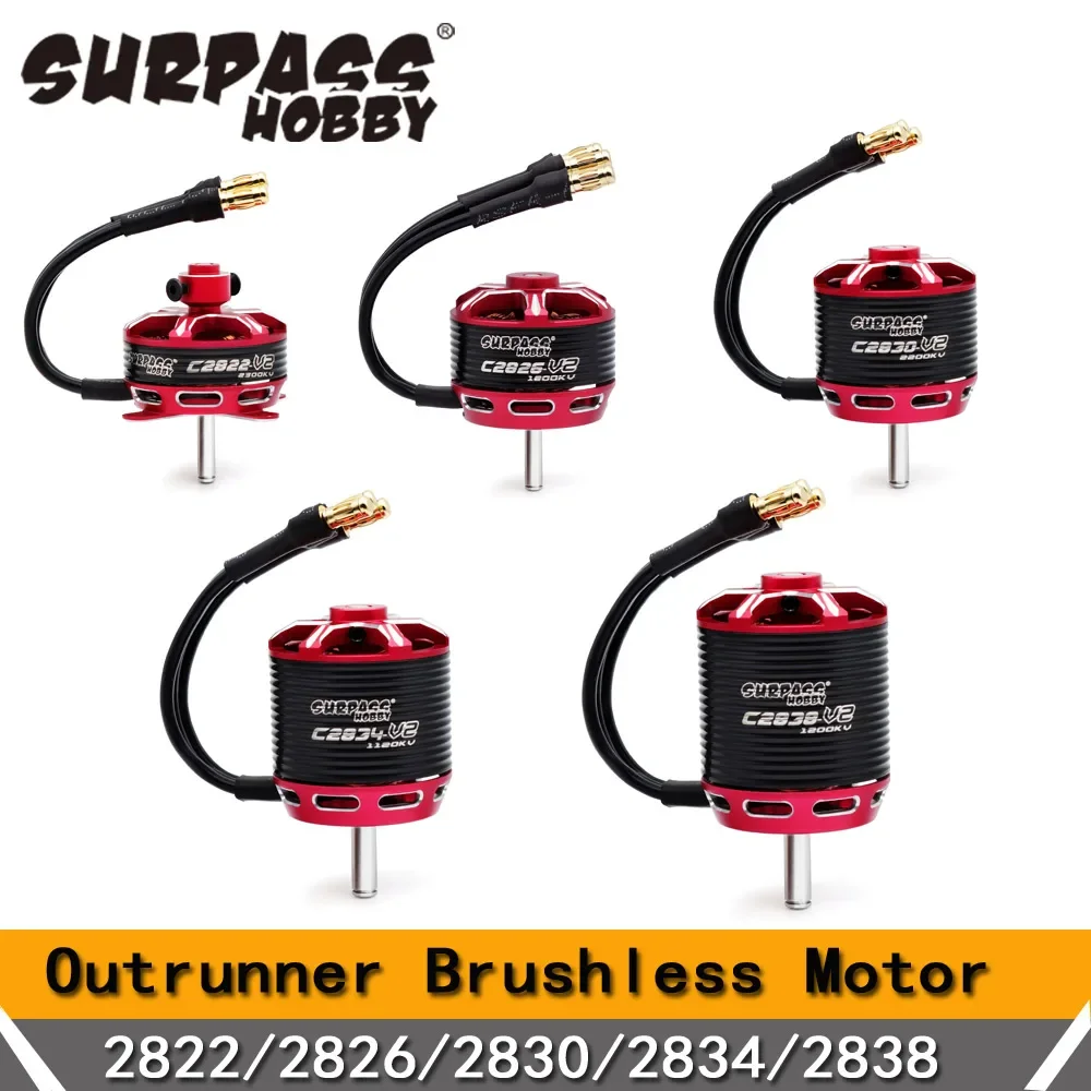 SURPASSHOBBY Outrunner Brushless Motor C2822 2826 2830 2834 2838 V2 for RC Fixed-wing Quadcopter Drone Airplane Glider Aircraft