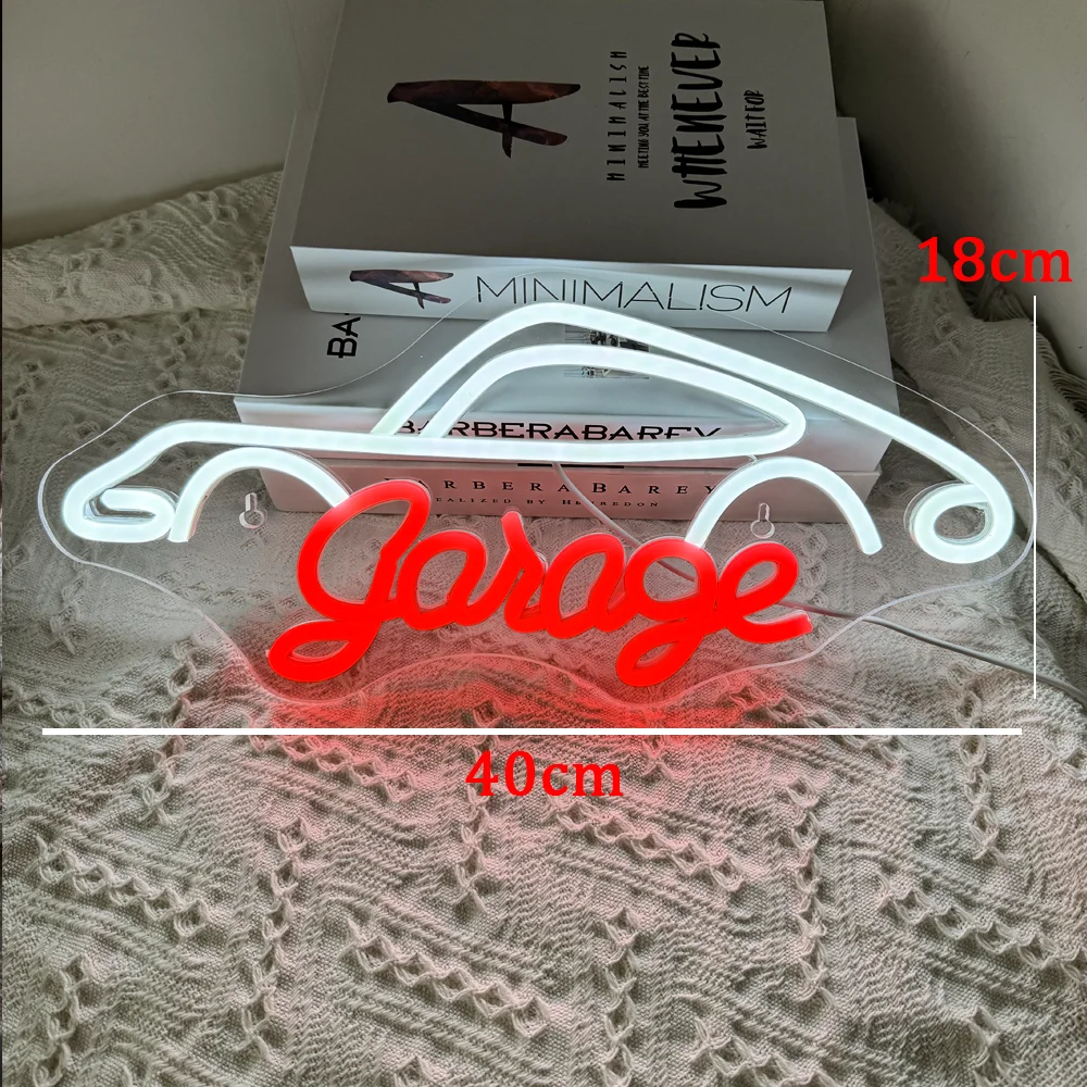 Garage Neon Sign Led Lights Car Repair Shop Neon LED Sign Game Room Decor Wall Automotive Workshop Busigness Sign Neon Light USB