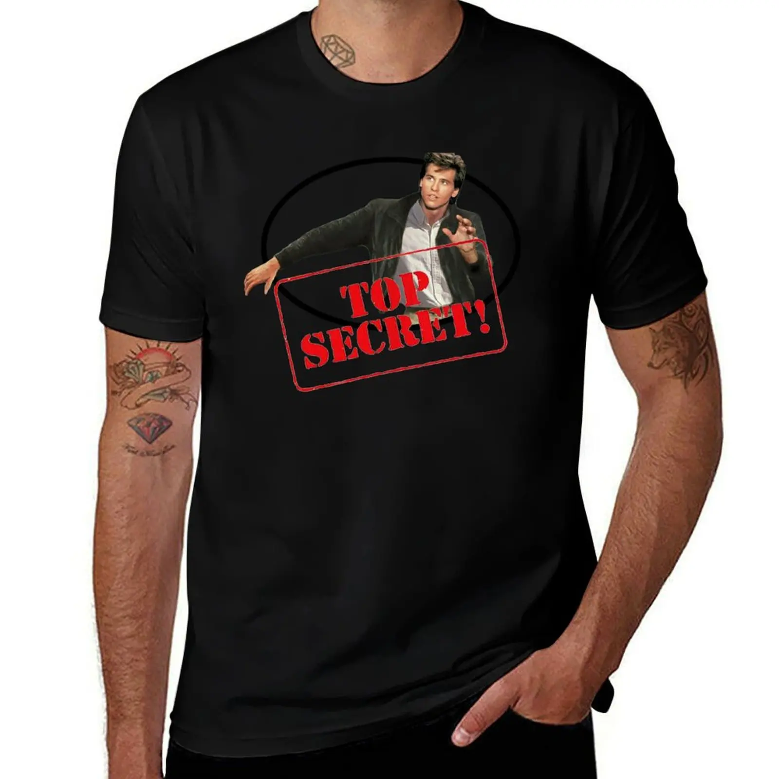

Top Secret! Val Kilmer T-Shirt blacks sports fans plain Short sleeve tee men