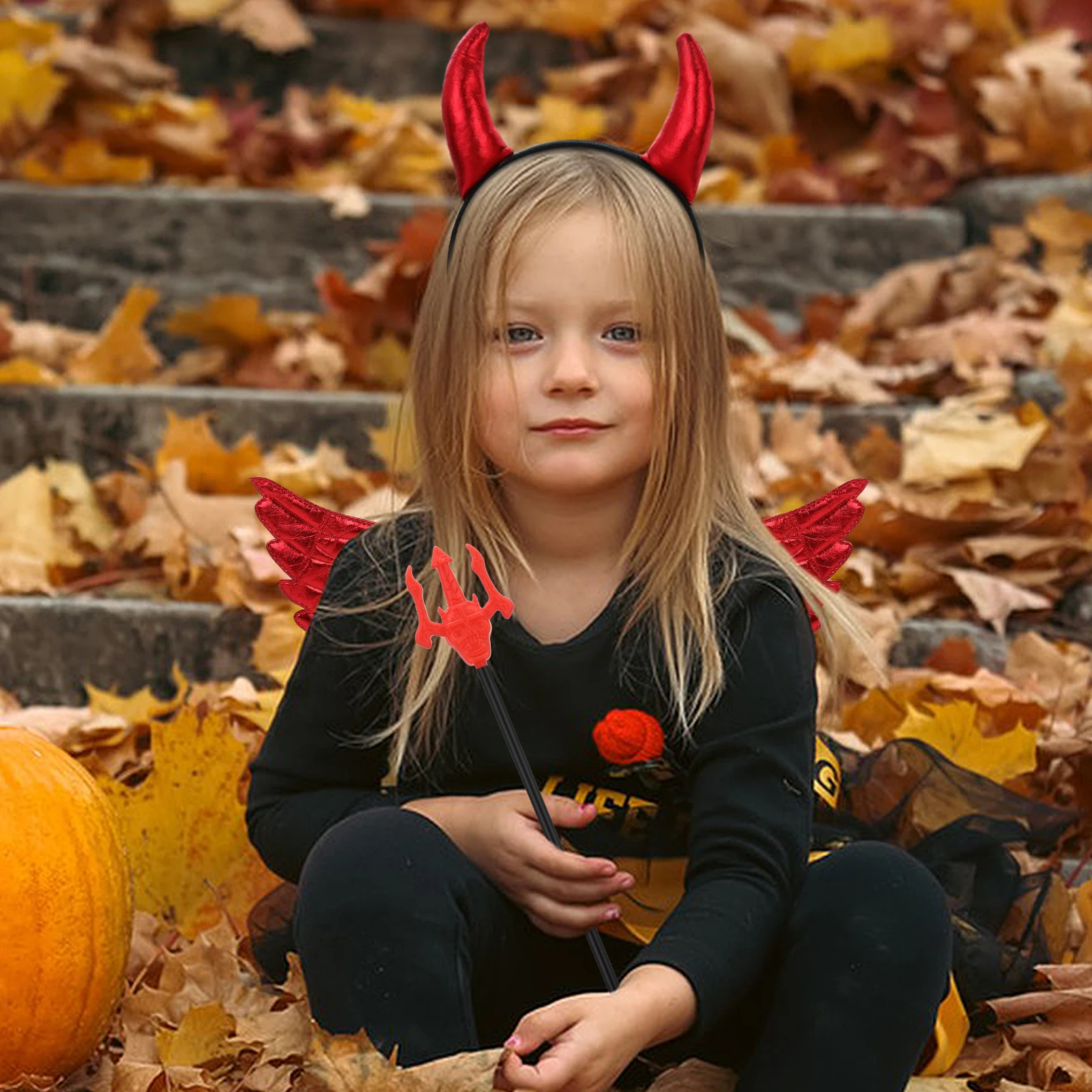 

1Set Devil Costume Horn Hair Elastic Trident Wings Tail Halloween Cosplay Party Prop Devil Costume Set Cosplay Supplies