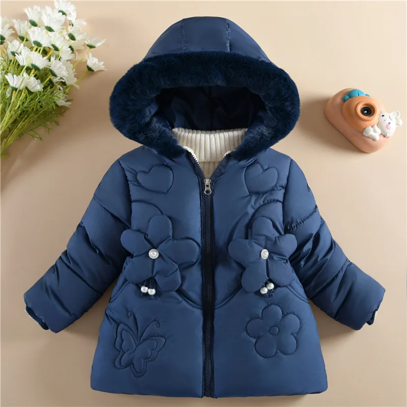 Children's winter clothing girls  cashmere thickened  style outside  clothes girls winter outside to wear cute cotton clothing